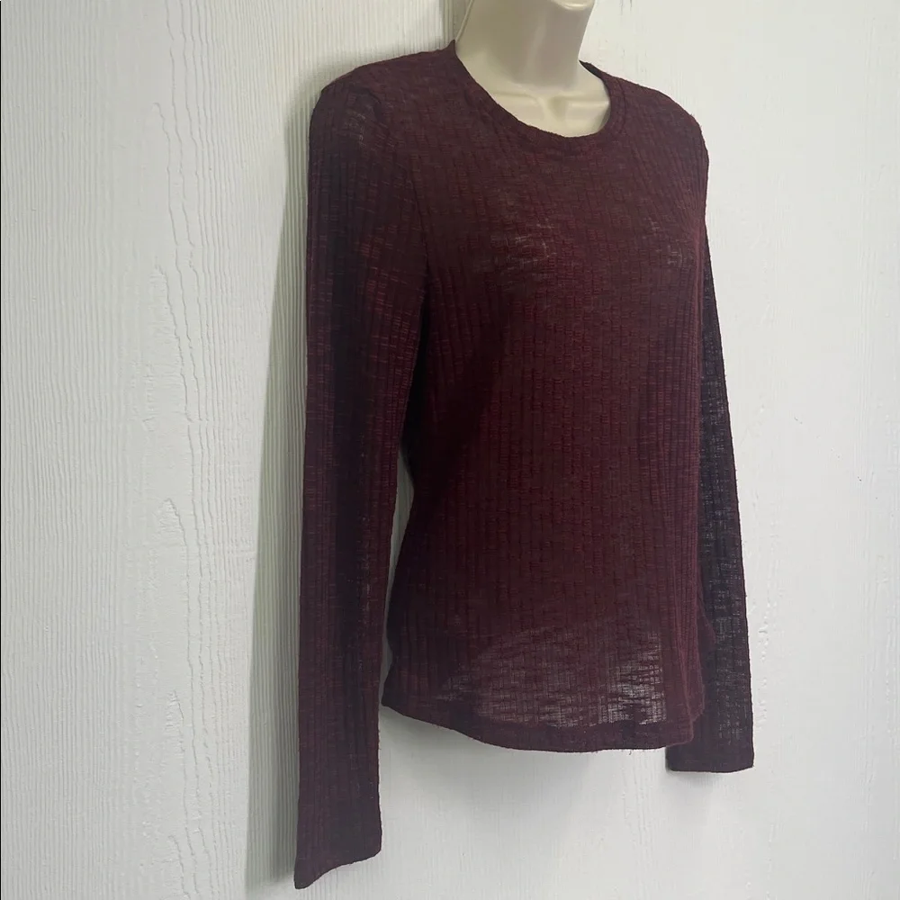Free People - Aura Wine See Thru Crewneck Long Sleeve Layering Top Size Medium